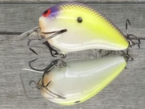 Black Label Balsa - Ricochet Jr. - Custom Balsa Crankbait - Chartreuse Purple Color