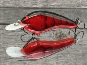 Black Label Balsa - Slim Series - Custom Balsa Crankbait - Fire Craw Color