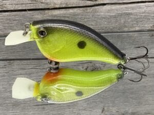 The Lure Forge - 2.5 Flatside - Balsa Crankbait - Black Chartreuse color