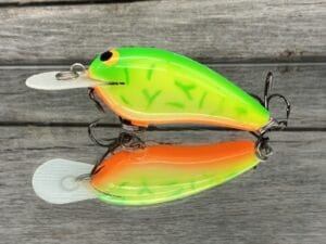 Black Label Balsa - Little Cliffie - Custom Balsa Crankbait - Lime Coach Dog Color