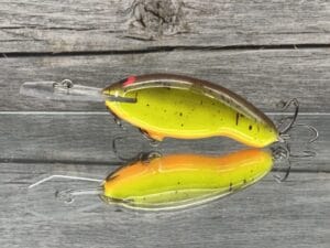 Black Label Balsa - Tapout Jr - Custom Balsa Crankbait - Chartreuse Root Beer Color