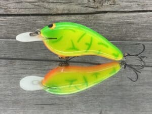 Black Label Balsa - Slim Series - Custom Balsa Crankbait - Lime Coach Dog Color