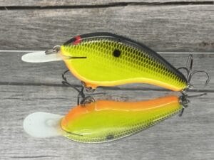 Black Label Balsa - Slim Series - Custom Balsa Crankbait - Chartreuse Black Back Color