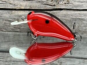 Black Label Balsa - Peanut - Balsa Crankbait - Cherry Bomb Color - Zoom WEC Mutt