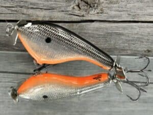 Black Label Balsa - Tease Signature Series - Custom Balsa Topwater Prop - Silver Foil Orange Belly Color