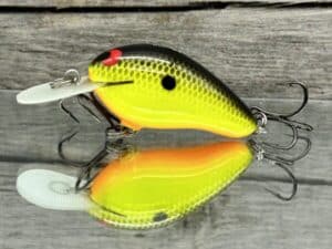 Black Label Balsa - Fat Little Cliffie - Custom Balsa Crankbait - Chartreuse Black Back Color