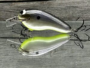 Black Label Balsa - Prowler Flat - Custom Balsa Squarebill Crankbait - American Shad Chartreuse Belly color