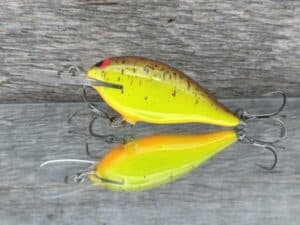 Black Label Balsa - Mod 6 - Custom Balsa Crankbait -Chartreuse Root Beer color