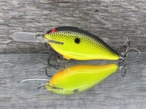 Black Label Balsa - Mod 6 - Custom Balsa Crankbait - Chartreuse Black Back color