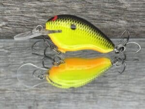 Black Label Balsa - Runt MR - Custom Balsa Crankbait - Chartreuse Black Back color