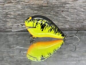 Black Label Balsa - Wreck - Balsa Squarebill - Chartreuse Splatterback - Zoom WEC E-1