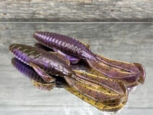 Black Label Custom Soft Plastics - Black Label Bug 4" - Twisted Green Pumpkin Purple 8ct