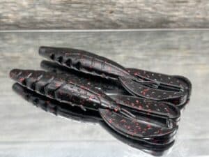 Black Label Custom Soft Plastics - CP Craw 3.75" - Black Red Flake 8ct