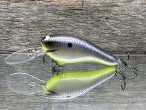 Black Label Balsa - K II - Custom Balsa Crankbait - American Shad Chartreuse Belly Color