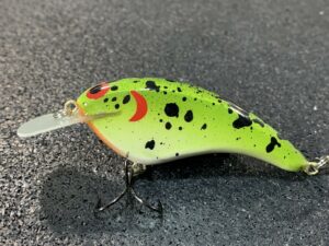 John Hott Lures - Petite Petee - Custom Balsa Crankbait - Watermelon Splatter