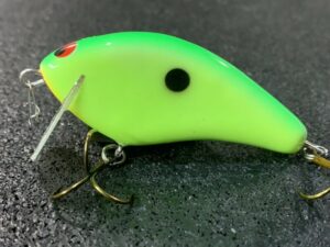 Tim Earick's Buck Creek Lures - Dinky Donker SSR - Balsa Crankbait - Chartreuse Lime Back