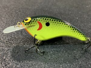 John Hott Lures - Petite Petee - Custom Balsa Crankbait - Chartreuse Black Color