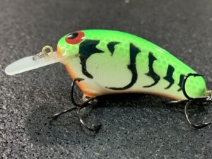 John Hott Lures - Hott Hicky - Custom Balsa Crankbait - Lime Pearl Craw Color