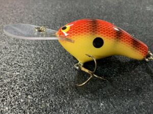 John Hott Lures - DH-3 - Custom Balsa Deep Diving Crankbait - Fire Craw